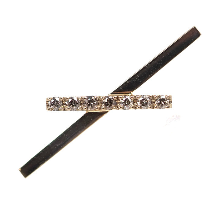 KASHIKEY カシケイ シック トゥーラインズ 片耳用 ピアス K18ブラウンゴールド ブラウンダイヤモンド 約0.04ct クロス
