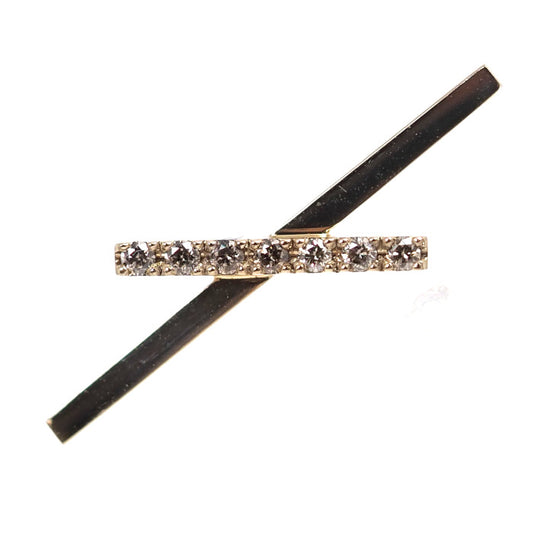 KASHIKEY カシケイ シック トゥーラインズ 片耳用 ピアス K18ブラウンゴールド ブラウンダイヤモンド 約0.04ct クロス