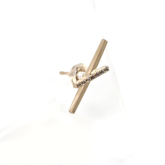KASHIKEY カシケイ シック トゥーラインズ 片耳用 ピアス K18ブラウンゴールド ブラウンダイヤモンド 約0.04ct クロス
