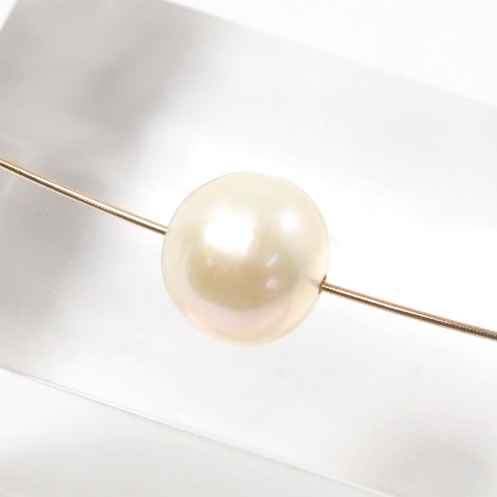 agete K10 Yellow Gold Single Pearl Necklace Choker, Approx. 9.6mm, Wire, for Graduation, Entrance, and Enrollment Ceremonies