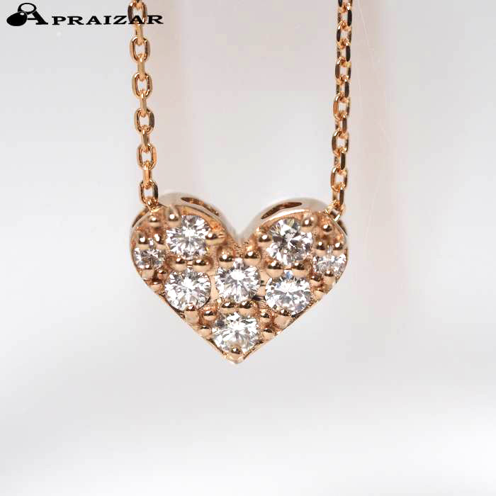 Ponte Vecchio Ponte Vecchio K18 Pink Gold Diamond D0.20ct Heart Pavé Necklace with Case