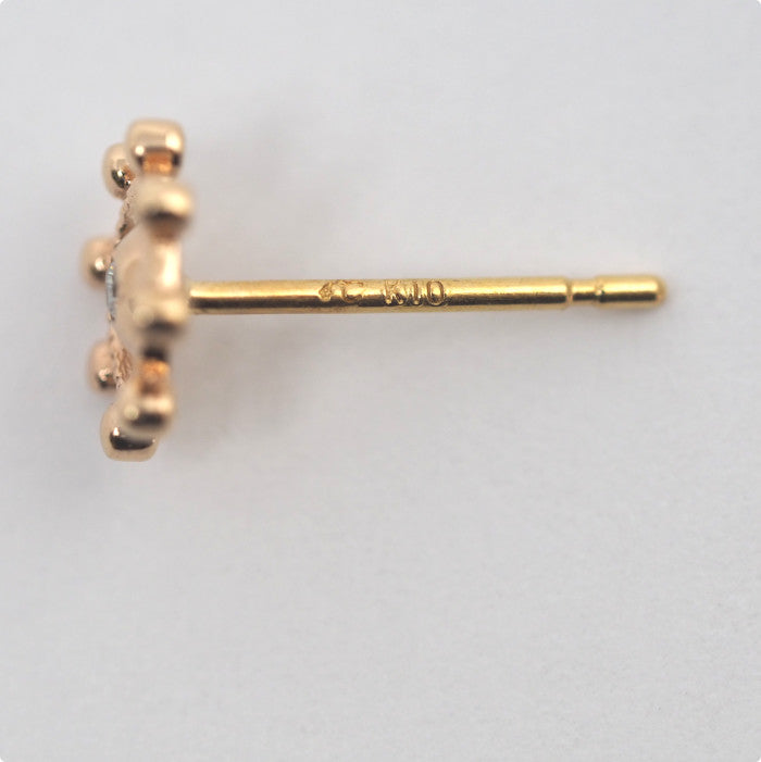 4℃ K10 Yellow Gold Diamond and Clear Stone Charm Earrings