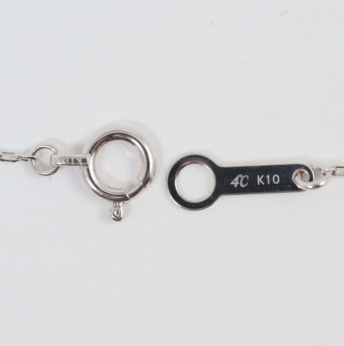 4℃ K10 white gold 7 brown diamond line necklace with case