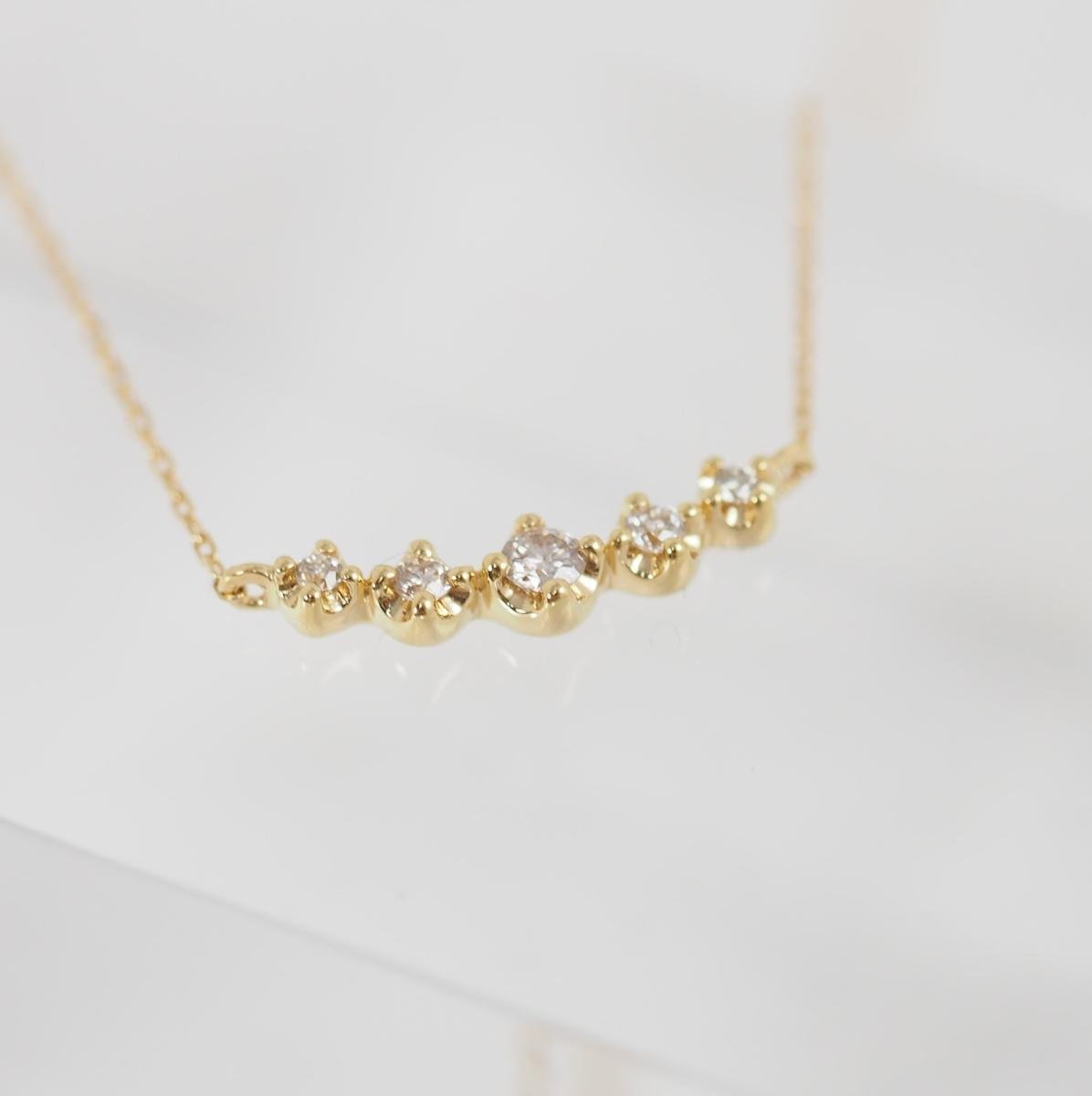 EAUDOUCE 4℃ K18 yellow gold 5P diamond necklace with case