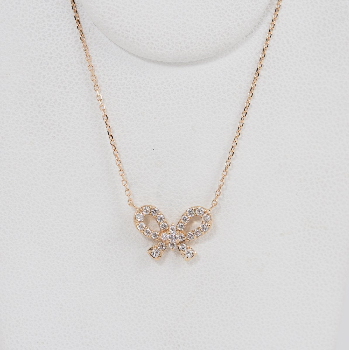 Ponte Vecchio K18PG Diamond 0.20ct Ribbon Necklace