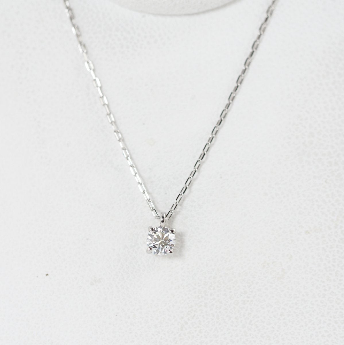 4℃ Pt850 1 diamond 0.182ct F-SI2-EX necklace with certificate of authenticity, warranty, and case
