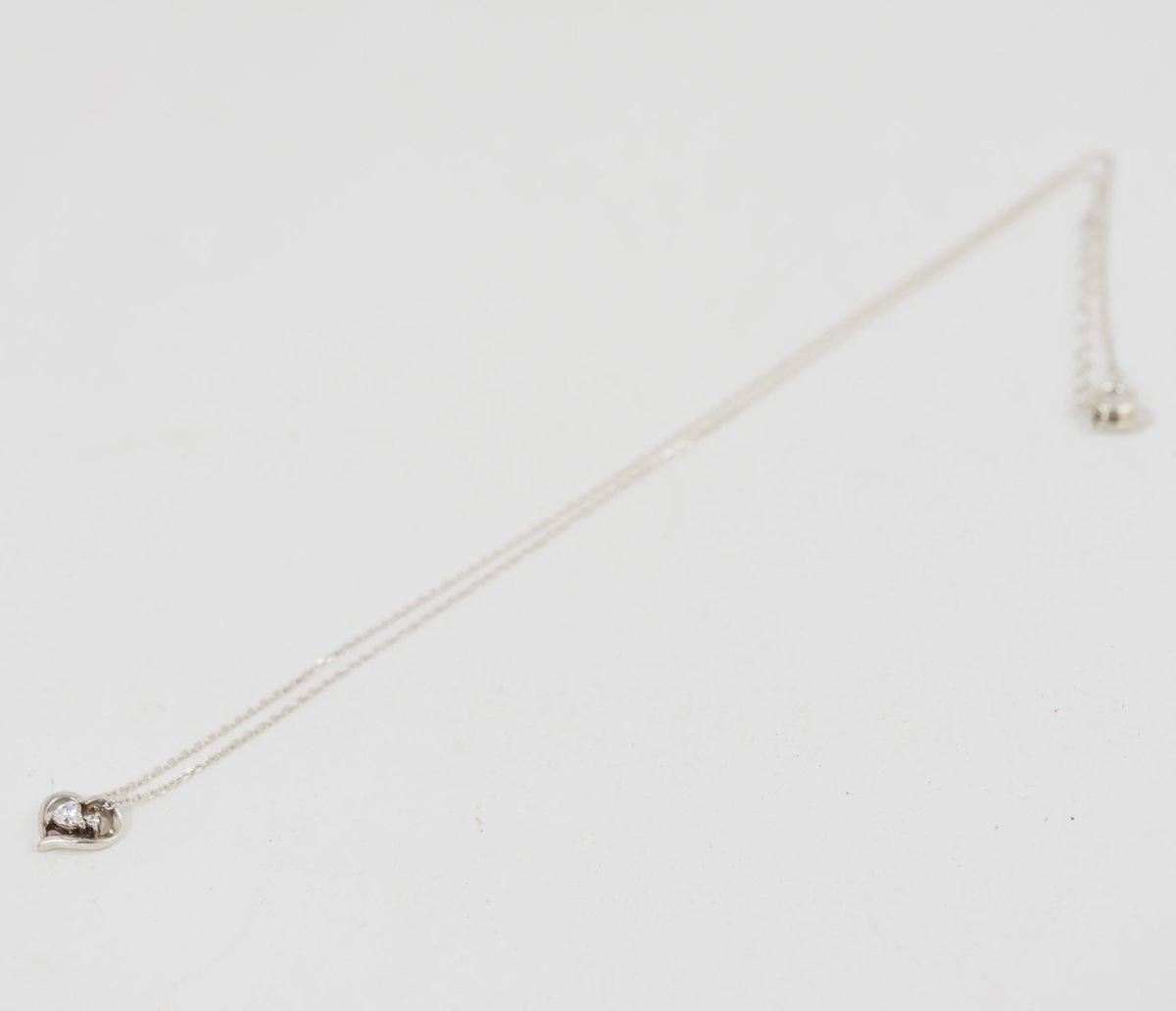 4℃ Open Heart Silver Clear Stone Necklace with Case