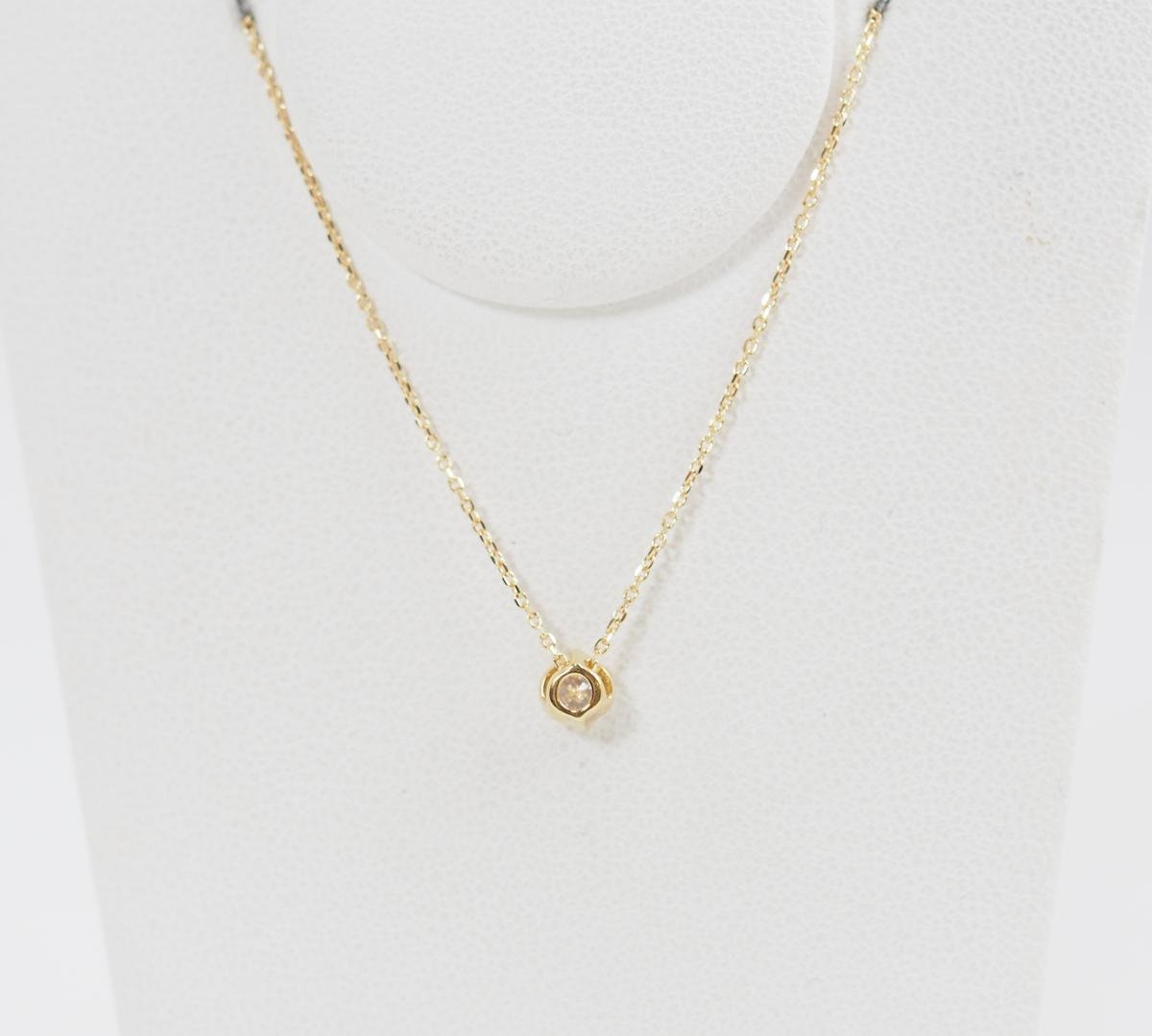 VENDOME AOYAMA 1 diamond K18 yellow gold button necklace D0.143ct