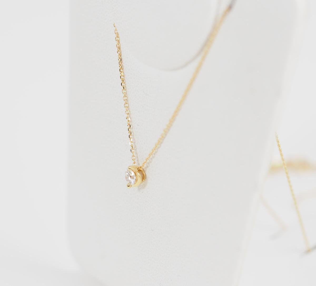 VENDOME AOYAMA 1 diamond K18 yellow gold button necklace D0.143ct
