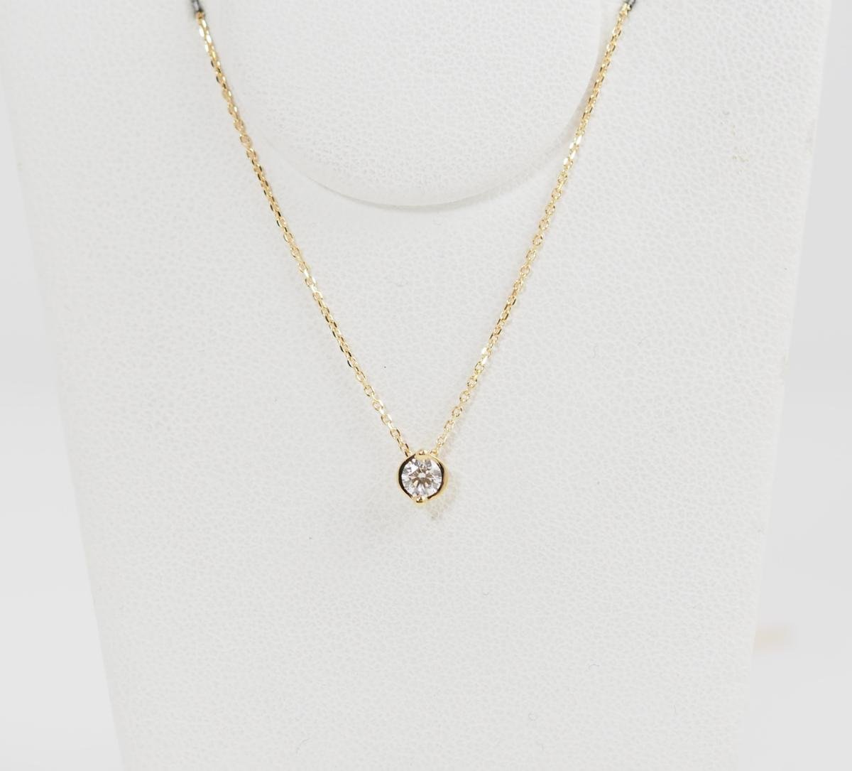 VENDOME AOYAMA 1 diamond K18 yellow gold button necklace D0.143ct