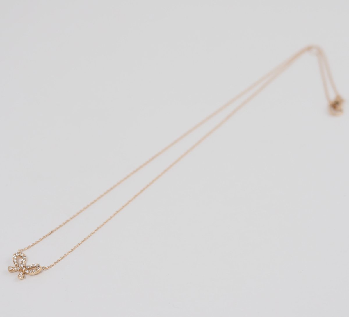 Ponte Vecchio K18PG Diamond 0.20ct Ribbon Necklace
