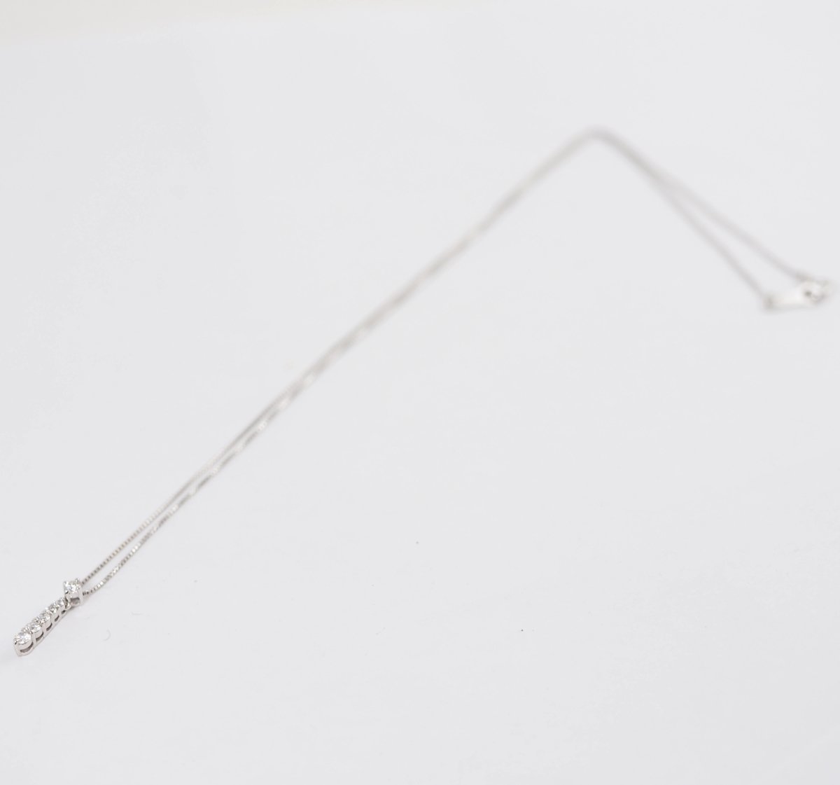 4℃ K18 White Gold K18WG Gradient Diamond Line Necklace