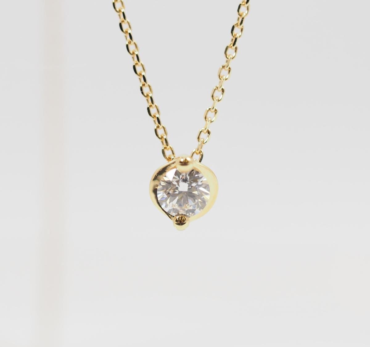 VENDOME AOYAMA 1 diamond K18 yellow gold button necklace D0.143ct