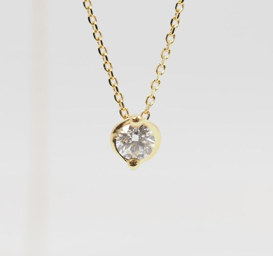 VENDOME AOYAMA 1 diamond K18 yellow gold button necklace D0.143ct