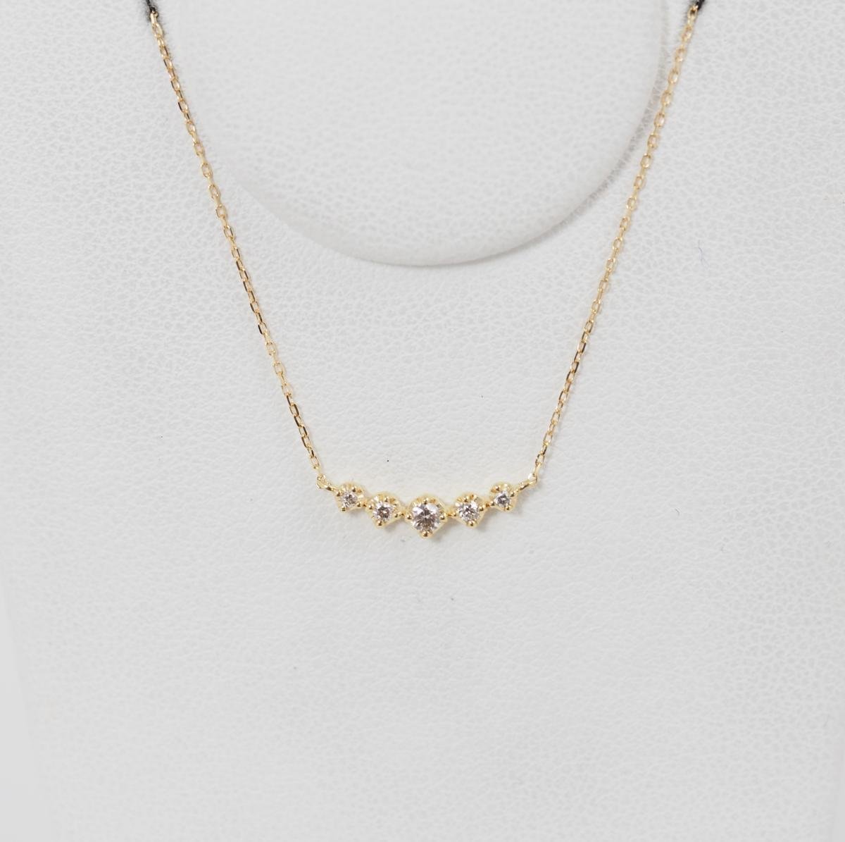 EAUDOUCE 4℃ K18 yellow gold 5P diamond necklace with case