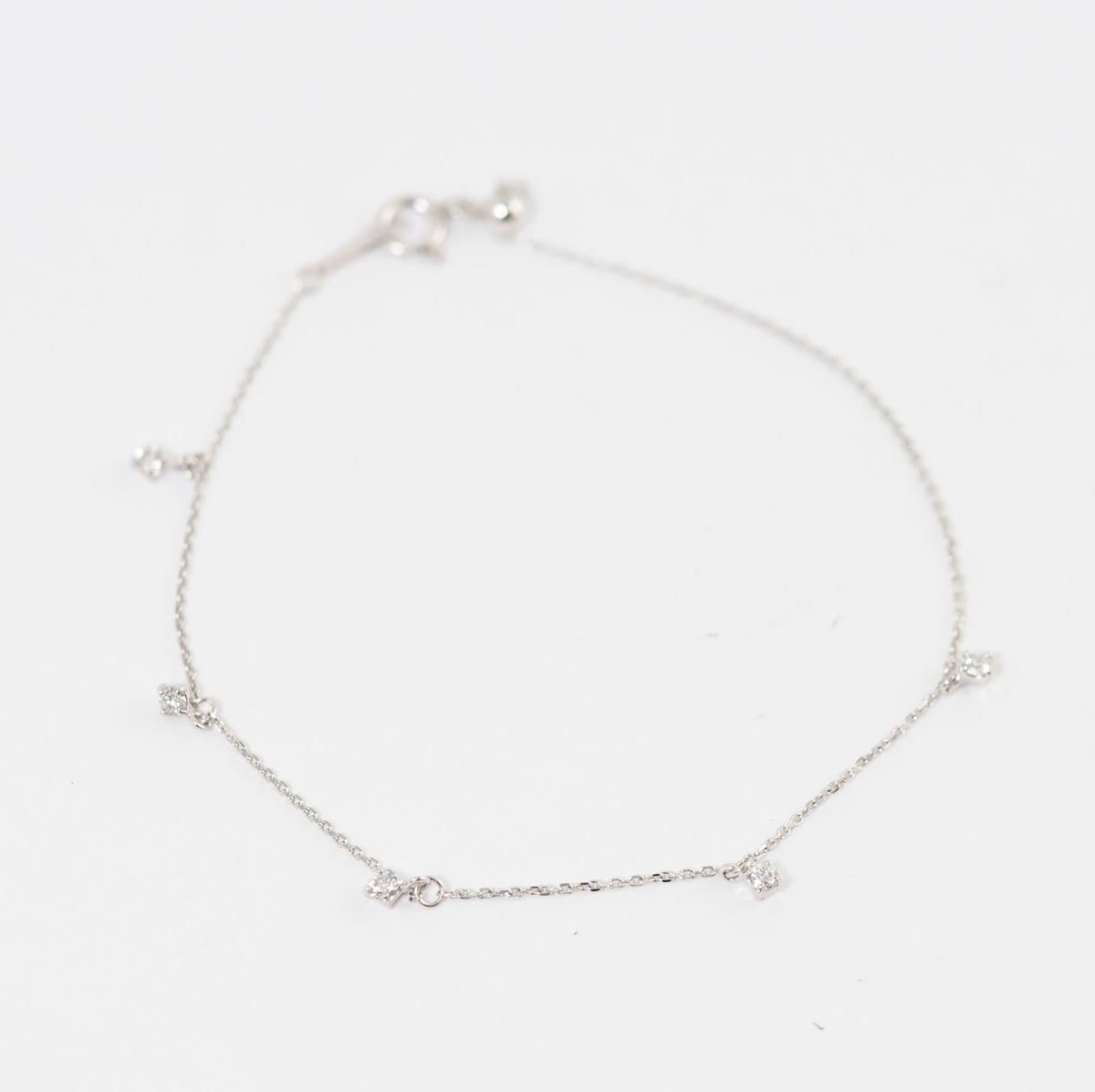 Ponte Vecchio K18 White Gold 5P Diamond 0.18ct Station Bracelet