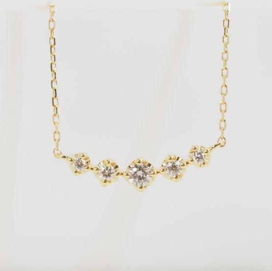 EAUDOUCE 4℃ K18 yellow gold 5P diamond necklace with case