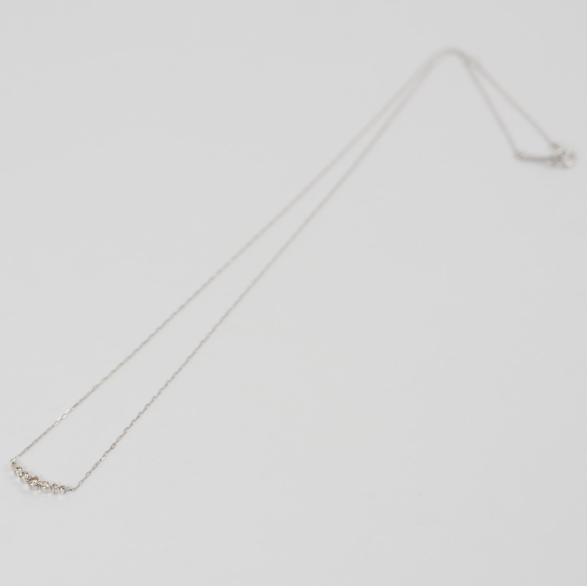 4℃ K10 white gold 7 brown diamond line necklace with case