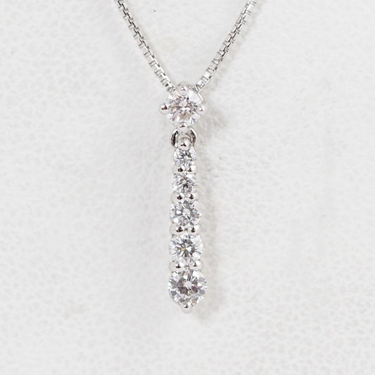 4℃ K18 White Gold K18WG Gradient Diamond Line Necklace
