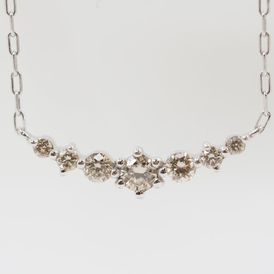 4℃ K10 white gold 7 brown diamond line necklace with case