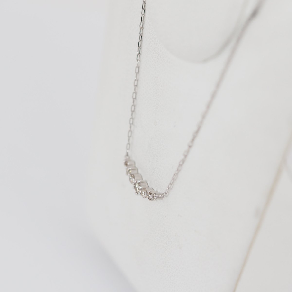 4℃ K10 white gold 7 brown diamond line necklace with case