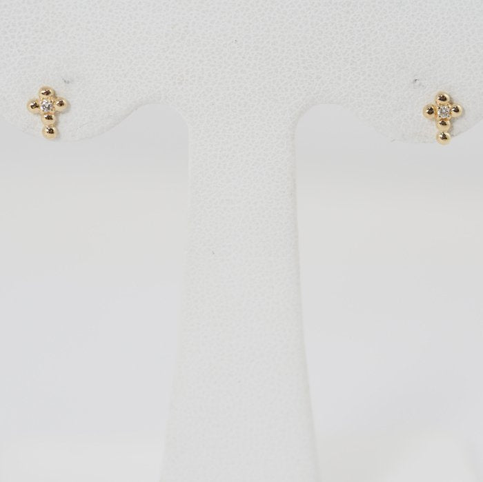PonteVecchio K10 yellow gold diamond 0.01ct x 2 cross earrings