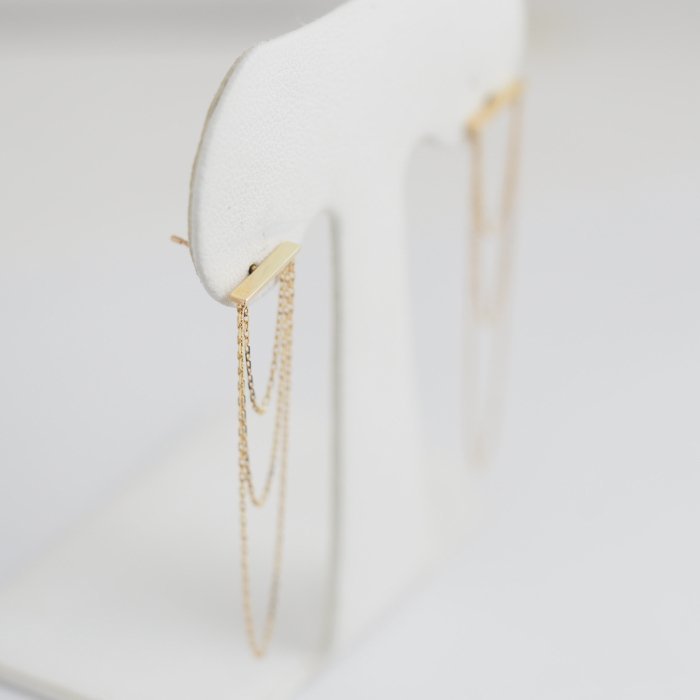 Unused item VENDOME AOYAMA K10 yellow gold 3-strand chain earrings with case