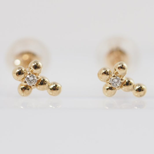 PonteVecchio K10 yellow gold diamond 0.01ct x 2 cross earrings