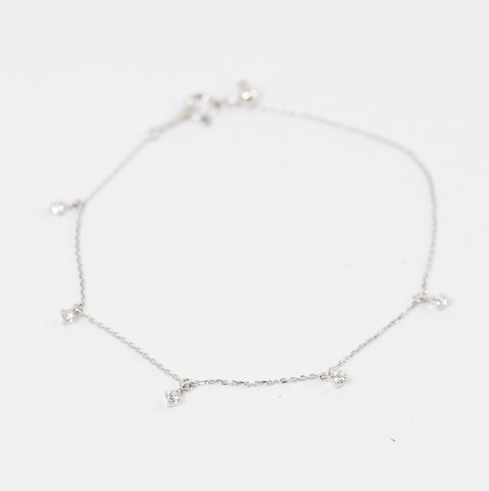 Ponte Vecchio K18 White Gold 5P Diamond 0.18ct Station Bracelet