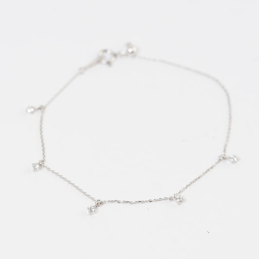 Ponte Vecchio K18 White Gold 5P Diamond 0.18ct Station Bracelet
