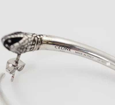 CELINE セリーヌ スネークモチーフ フープ ピアス シルバー 収納袋付