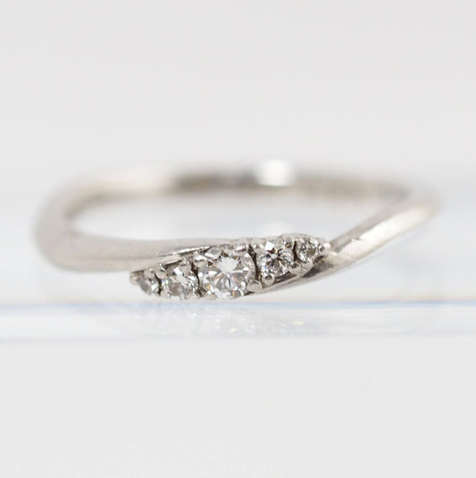 STAR JEWELRY スタージュエリー Pt950 ダイヤ0.09ct ウエーブ リング 8号 正規保証書付