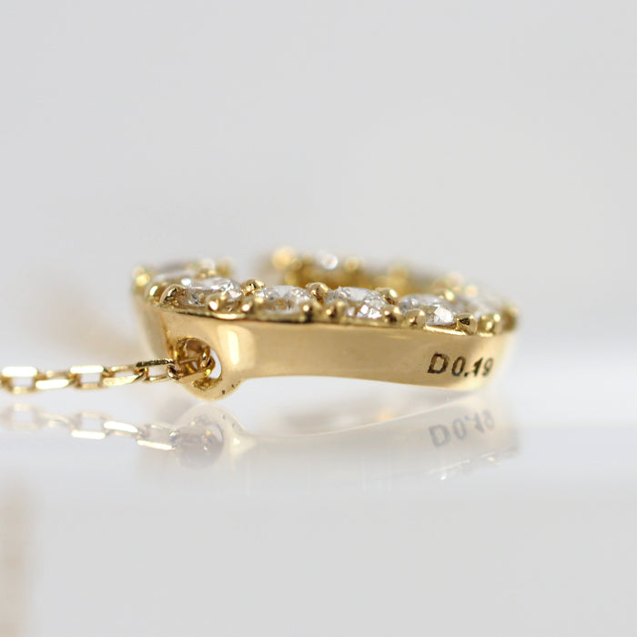 AHKAH アーカー 750 K18イエローゴールド ダイヤ0.19ct プルミエトワールイニシャル (G) ネックレス ケース付