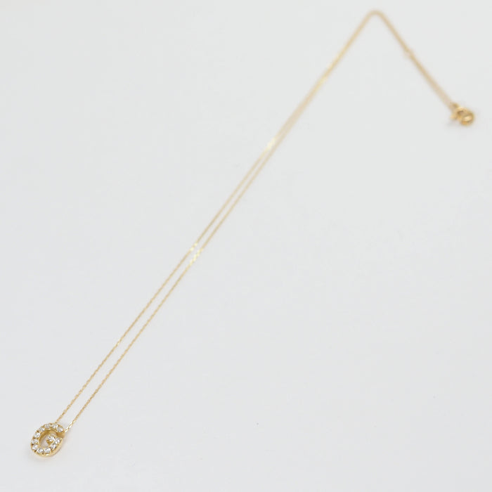 AHKAH アーカー 750 K18イエローゴールド ダイヤ0.19ct プルミエトワールイニシャル (G) ネックレス ケース付