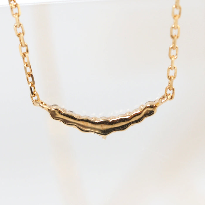 agete Agate Diamond 0.05ct K10 Yellow Gold Necklace with Case