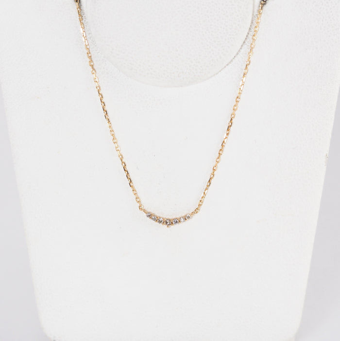 agete Agate Diamond 0.05ct K10 Yellow Gold Necklace with Case
