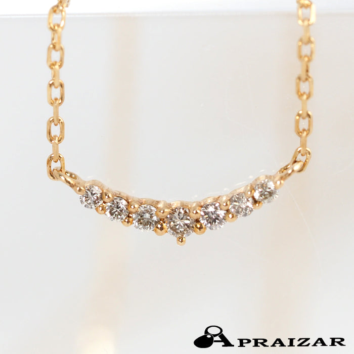 agete Agate Diamond 0.05ct K10 Yellow Gold Necklace with Case