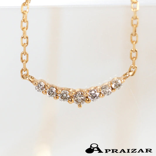 agete Agate Diamond 0.05ct K10 Yellow Gold Necklace with Case