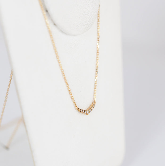 agete Agate Diamond 0.05ct K10 Yellow Gold Necklace with Case