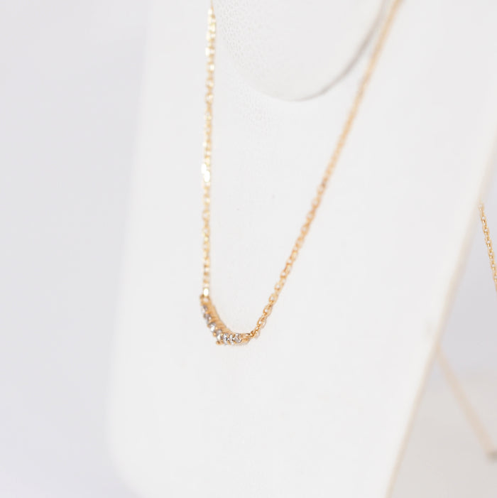 agete Agate Diamond 0.05ct K10 Yellow Gold Necklace with Case