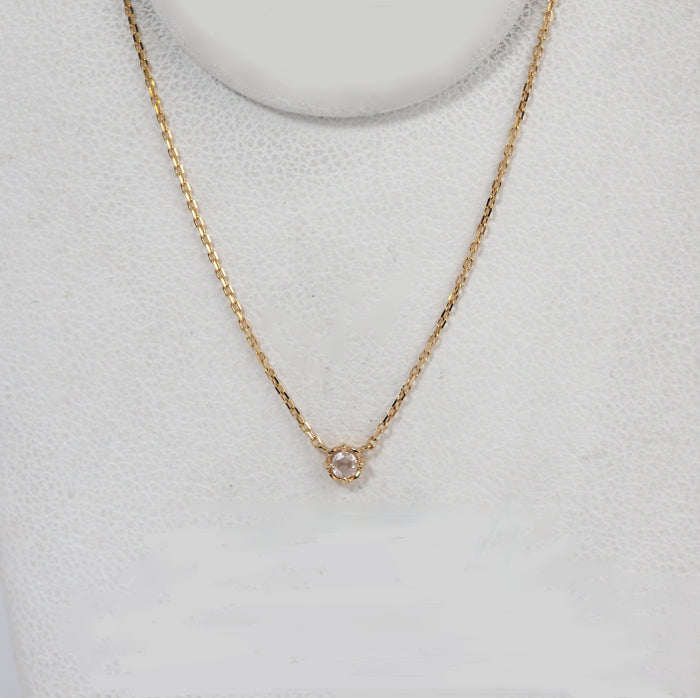 agete Agate 10K Yellow Gold Rose Cut Single 0.02ct Diamond Necklace