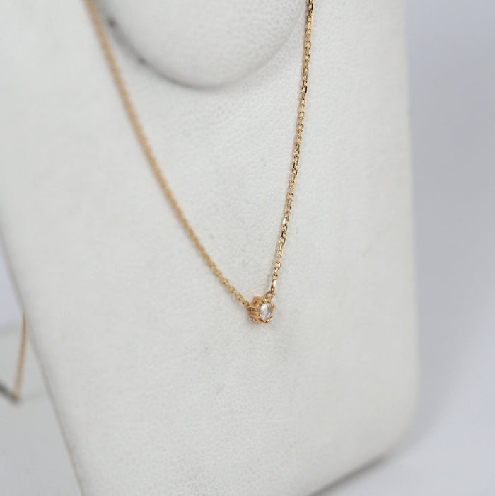 agete Agate 10K Yellow Gold Rose Cut Single 0.02ct Diamond Necklace
