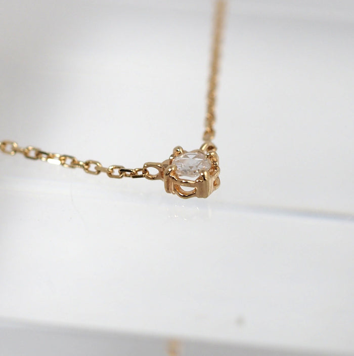 agete Agate 10K Yellow Gold Rose Cut Single 0.02ct Diamond Necklace