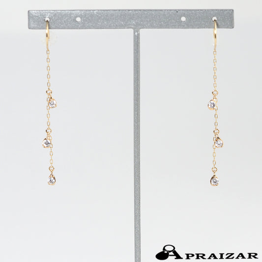 STAR JEWELRY K10YG Cubic Zirconia Tear Hook Earrings with Official Warranty
