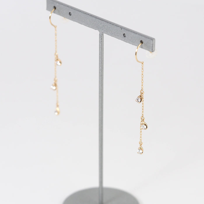 STAR JEWELRY K10YG Cubic Zirconia Tear Hook Earrings with Official Warranty