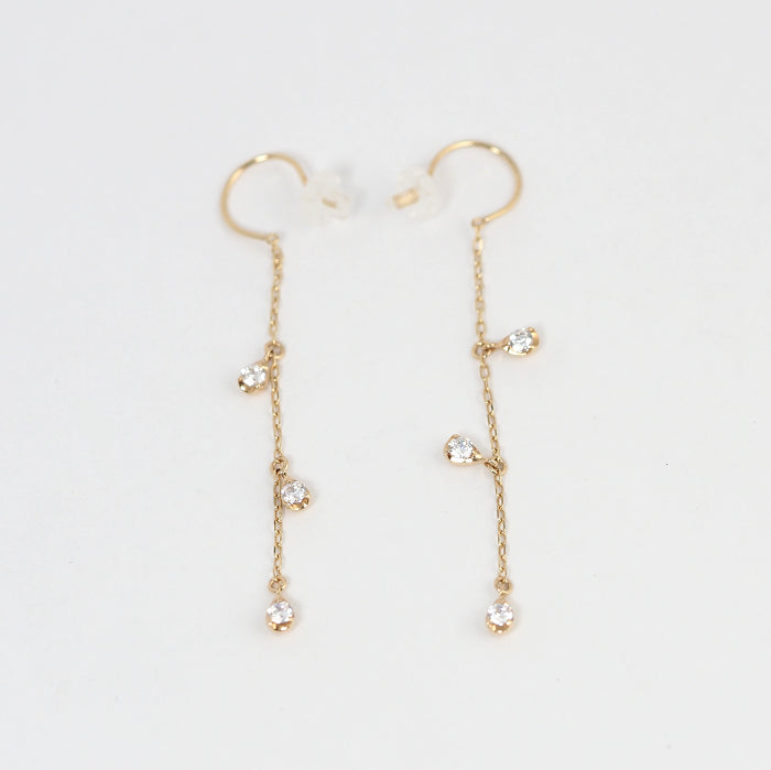 STAR JEWELRY K10YG Cubic Zirconia Tear Hook Earrings with Official Warranty