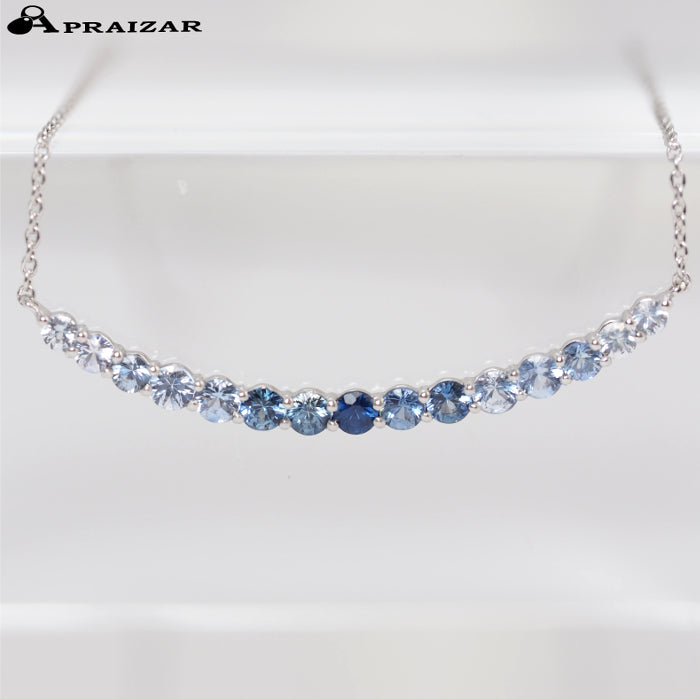 STAR JEWELRY スタージュエリー K18WG サファイア グラデーション ライン ネックレス ケース付