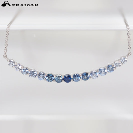 STAR JEWELRY スタージュエリー K18WG サファイア グラデーション ライン ネックレス ケース付