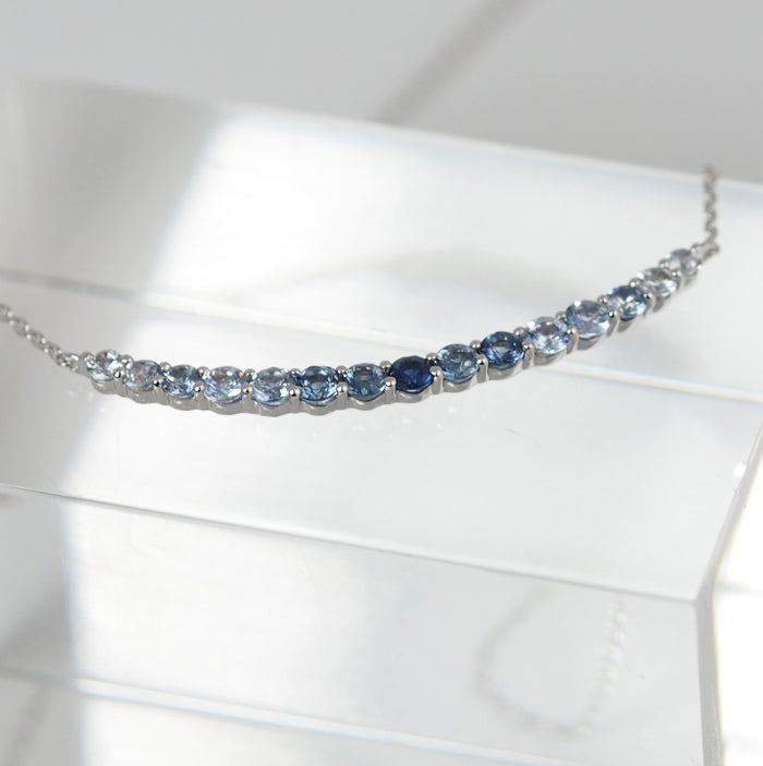 STAR JEWELRY スタージュエリー K18WG サファイア グラデーション ライン ネックレス ケース付