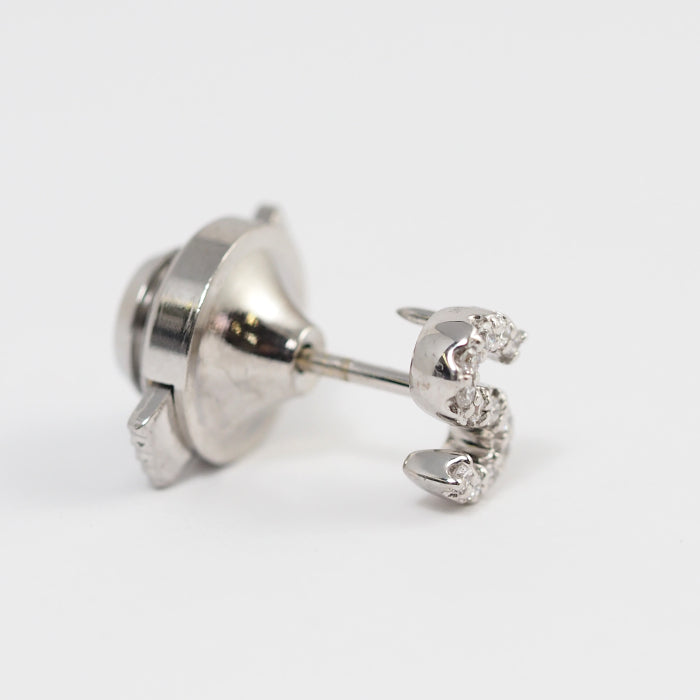 Ponte Vecchio 18K White Gold Diamond 0.07ct Initial S Brooch Tie Pin